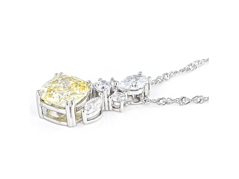 Canary And White Cubic Zirconia Rhodium Over Sterling Silver Pendant With Chain 9.44ctw