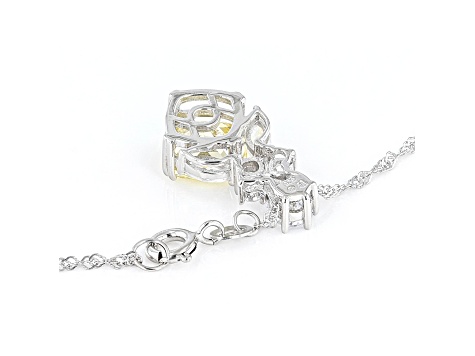 Canary And White Cubic Zirconia Rhodium Over Sterling Silver Pendant With Chain 9.44ctw