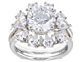White Cubic Zirconia Platinum Over Sterling Silver 2 Ring Set 8.41ctw