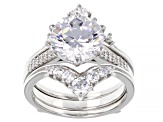 White Cubic Zirconia Platinum Over Sterling Silver 2 Ring Set 8.56ctw
