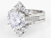 White Cubic Zirconia Platinum Over Sterling Silver 2 Ring Set 8.56ctw