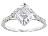 White Cubic Zirconia Asscher Cut Platinum Over Sterling Silver 2 Ring Set 4.64ctw