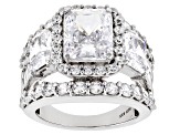 White Cubic Zirconia Platinum Over Sterling Silver Ring 13.40ctw