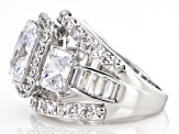 White Cubic Zirconia Platinum Over Sterling Silver Ring 13.40ctw