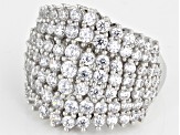 White Cubic Zirconia Rhodium Over Sterling Silver Ring 5.42ctw