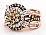 Champagne And White Cubic Zirconia 18k Rose Gold Over Sterling Silver Ring 2.86ctw