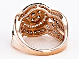 Champagne And White Cubic Zirconia 18k Rose Gold Over Sterling Silver Ring 2.86ctw