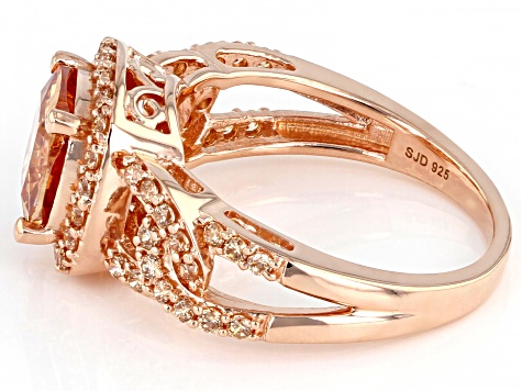 Champagne Cubic Zirconia 18k Rose Gold Over Sterling Silver Ring 4.50ctw