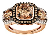 Champagne And White Cubic Zirconia 18k Rose Gold Over Sterling Silver Ring 7.16ctw
