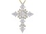 White Cubic Zirconia 18k Yellow Gold Over Sterling Silver Cross Pendant With Chain 5.44ctw