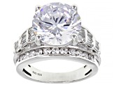 White Cubic Zirconia Platinum Over Sterling Silver Ring 12.90ctw
