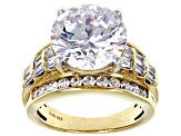 White Cubic Zirconia 18k Yellow Gold Over Sterling Silver Ring 12.90ctw