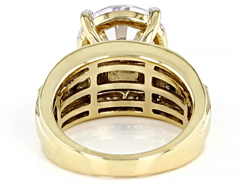 White Cubic Zirconia 18k Yellow Gold Over Sterling Silver Ring 12.90ctw
