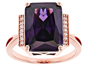 Purple And White Cubic Zirconia 18k Rose Gold Over Sterling Silver Ring 10.67ctw