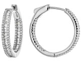 White Cubic Zirconia Platinum Over Sterling Silver Hoops 2.53ctw