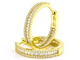 White Cubic Zirconia 18k Yellow Gold Over Sterling Silver Hoops 2.53ctw