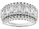 White Cubic Zirconia Rhodium Over Sterling Silver Ring 3.34ctw