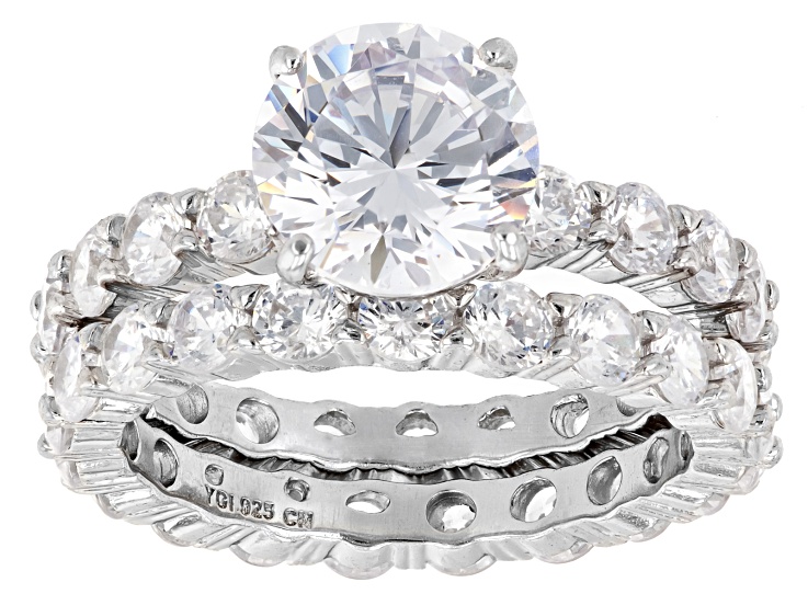 White Cubic Zirconia Rhodium Over Sterling Silver 2 Ring Set 11.88ctw