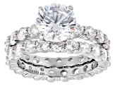 White Cubic Zirconia Rhodium Over Sterling Silver 2 Ring Set 11.88ctw