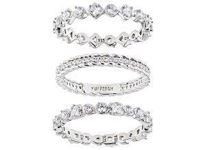 White Cubic Zirconia Rhodium Over Sterling Silver 3 Ring Set 2.80ctw