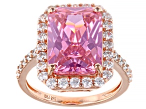 Pink And White Cubic Zirconia 18k Rose Gold Over Sterling Silver Ring 14.57ctw