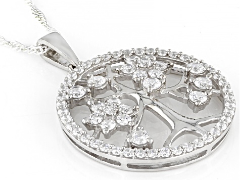 White Cubic Zirconia Platinum Over Sterling Silver Pendant With Chain 3.00ctw