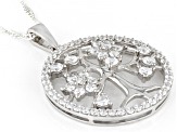 White Cubic Zirconia Platinum Over Sterling Silver Pendant With Chain 3.00ctw
