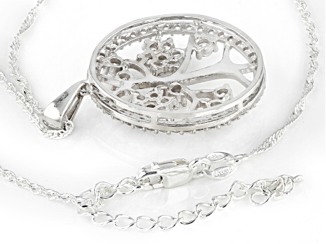 White Cubic Zirconia Platinum Over Sterling Silver Pendant With Chain 3.00ctw