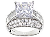 White Cubic Zirconia Platinum Over Sterling Silver Ring 12.30ctw