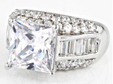 White Cubic Zirconia Platinum Over Sterling Silver Ring 12.30ctw