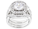 White Cubic Zirconia Platinum Over Sterling Silver 3 Ring Set 5.25ctw