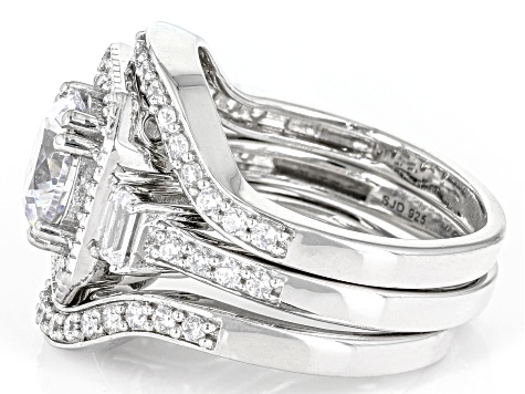 White Cubic Zirconia Platinum Over Sterling Silver 3 Ring Set 5.25ctw
