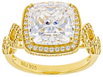 White Cubic Zirconia 18k Yellow Gold Over Sterling Silver Ring 9.28ctw