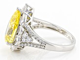 Canary And White Cubic Zirconia Rhodium Over Sterling Silver Ring 11.48ctw