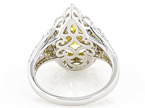 Canary And White Cubic Zirconia Rhodium Over Sterling Silver Ring 11.48ctw