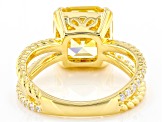 Canary And White Cubic Zirconia 18k Yellow Gold Over Sterling Silver Asscher Cut Ring 9.27ctw
