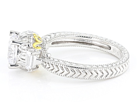 White Cubic Zirconia Rhodium And 14k Yellow Gold Over Sterling Silver Ring 2.92ctw
