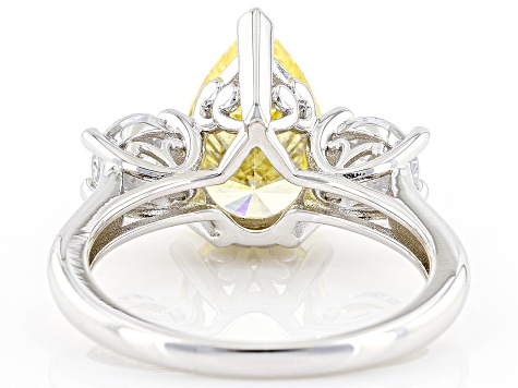 Canary And White Cubic Zirconia Rhodium Over Sterling Silver Ring 6.31ctw
