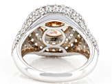 Champagne And White Cubic Zirconia Rhodium Over Sterling Silver Ring 11.36ctw