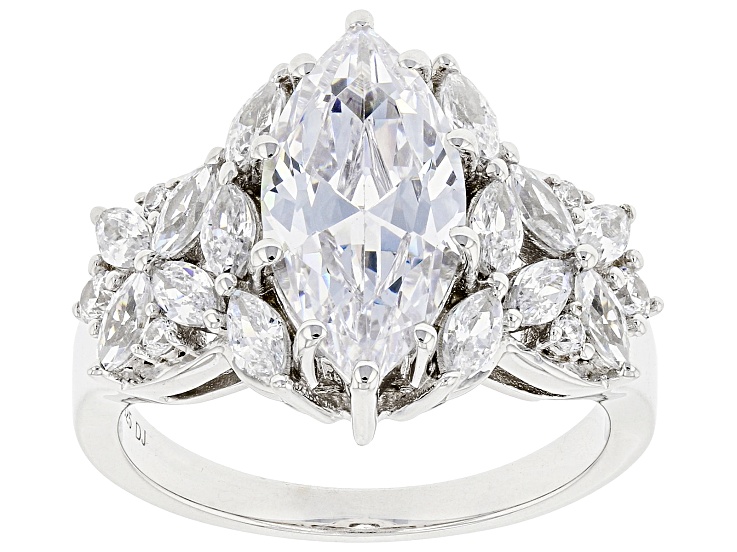 White Cubic Zirconia Rhodium Over Sterling Silver Ring 6.18