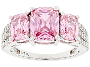 Pink And White Cubic Zirconia Rhodium Over Sterling Silver Ring 6.99ctw