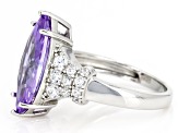 Lavender And White Cubic Zirconia Rhodium Over Sterling Silver Ring 7.30ctw