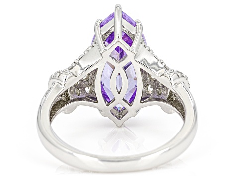 Lavender And White Cubic Zirconia Rhodium Over Sterling Silver Ring 7.30ctw