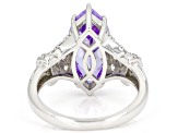 Lavender And White Cubic Zirconia Rhodium Over Sterling Silver Ring 7.30ctw