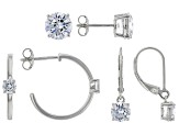 White Cubic Zirconia Rhodium Over Sterling Silver Earring Set 10.50ctw