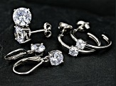 White Cubic Zirconia Rhodium Over Sterling Silver Earring Set 10.50ctw