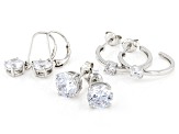 White Cubic Zirconia Rhodium Over Sterling Silver Earring Set 10.50ctw