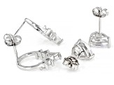 White Cubic Zirconia Rhodium Over Sterling Silver Earring Set 5.57ctw