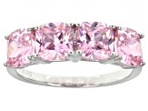 Pink And White Cubic Zirconia Rhodium Over Sterling Silver 3 Ring Set 7.54ctw