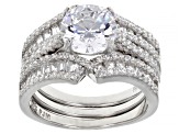 White Cubic Zirconia Rhodium Over Sterling Silver 3 Ring Set 5.58ctw